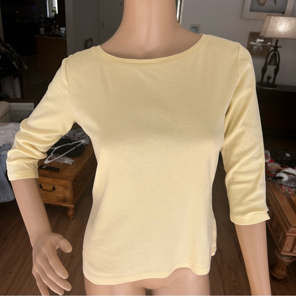 Talbots Petite Small Tops Lot 2 | 3/4 Sleeve Cotton Coral & Butter Yellow Basics - Picture 8 of 10